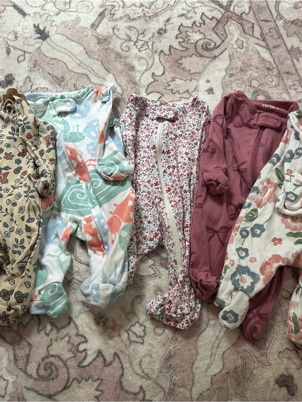 Carter's Mixed Print Footed Baby Sleepers - Floral & Boho Bundle